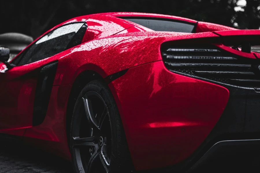 The back of a red sports car