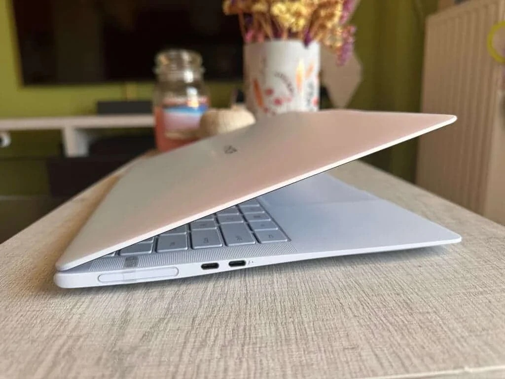 The laptop's design