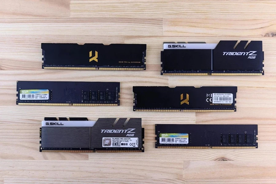 The ram modules are arranged in a row