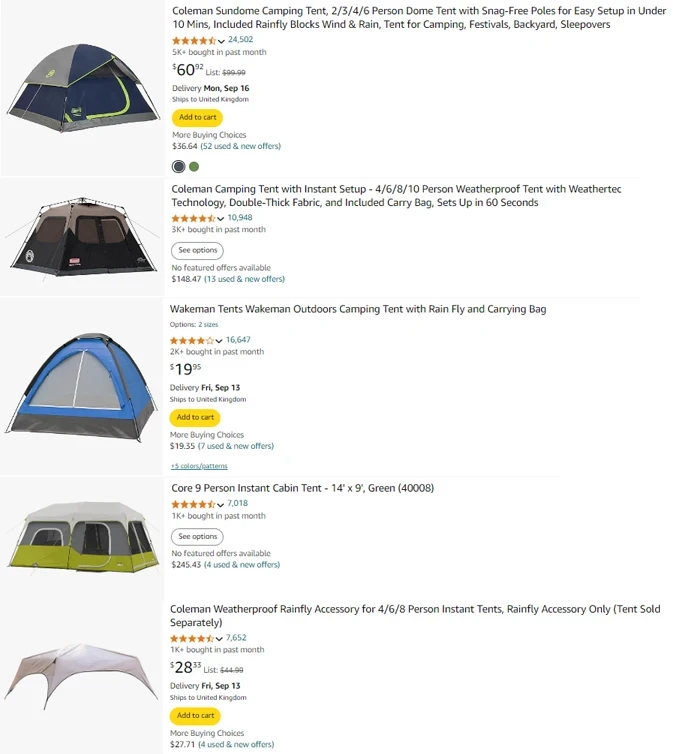 Top-selling Camping Tents