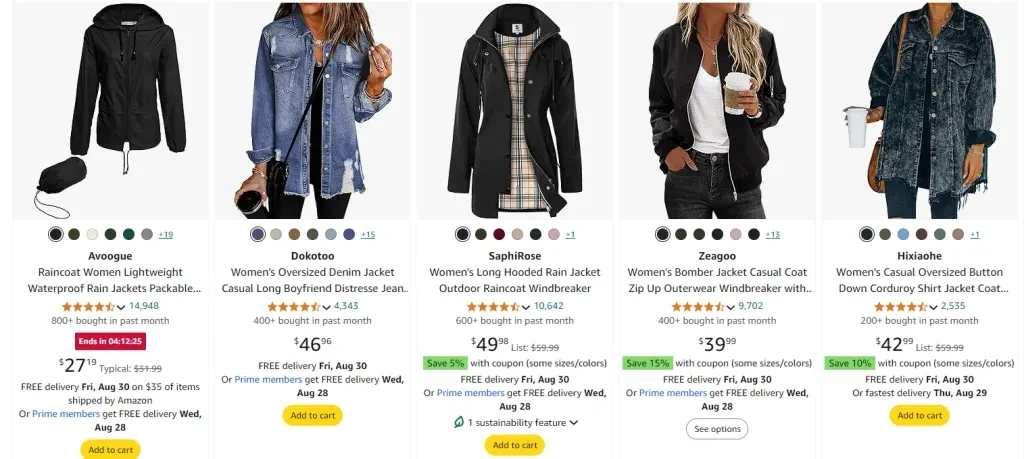 Top-selling Women’s Coats in US