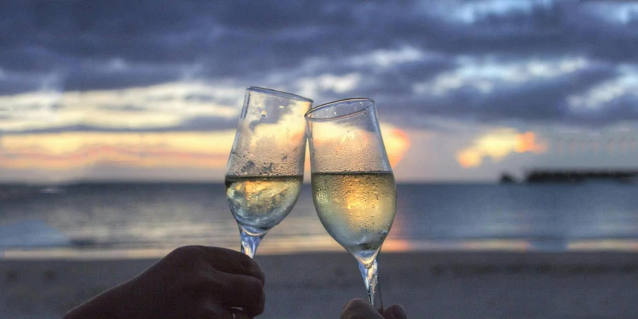 Two People Toasting Flute Glasses