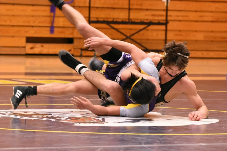 Two men wrestling