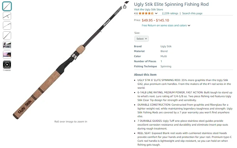 Ugly Stik Elite Spinning Fishing Rod