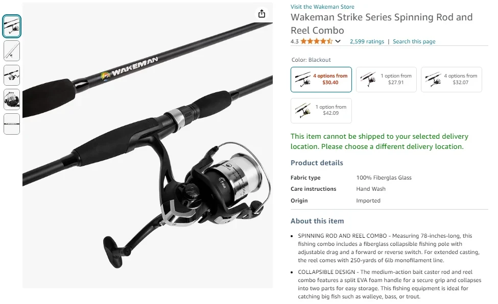 Wakeman Strike Spinning Reel Combo