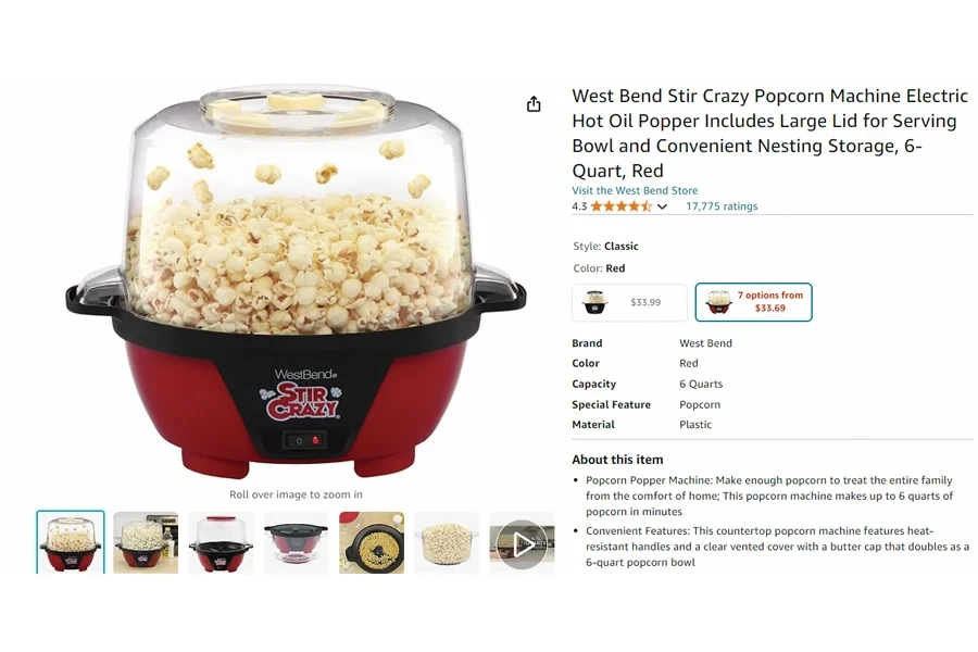 West Bend Stir Crazy Popcorn Machine