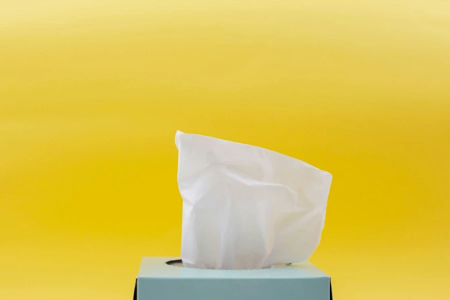 White tissue paper from the blue tissue box