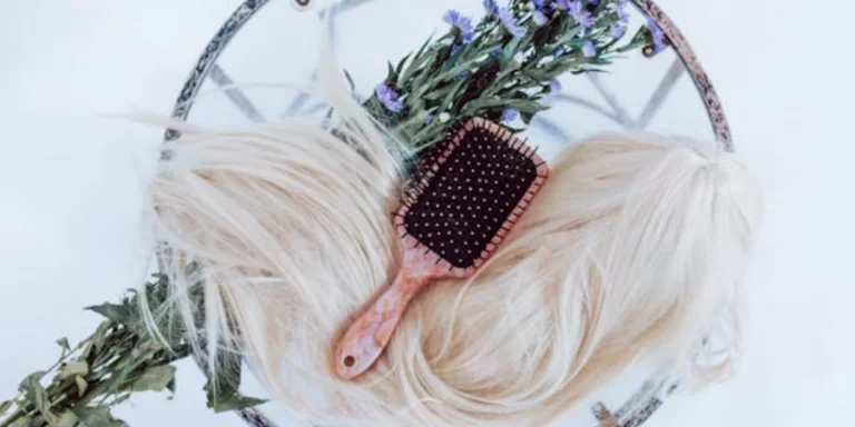 Woman Combing Her Red Wig