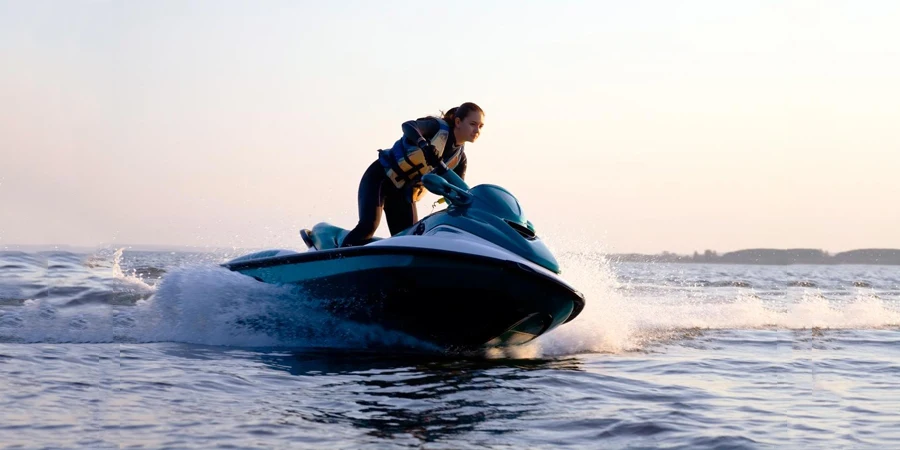 Woman on a jet ski in the ocean