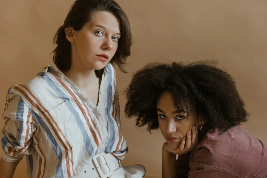 Women in Button Up Shirt Looking at the Camera