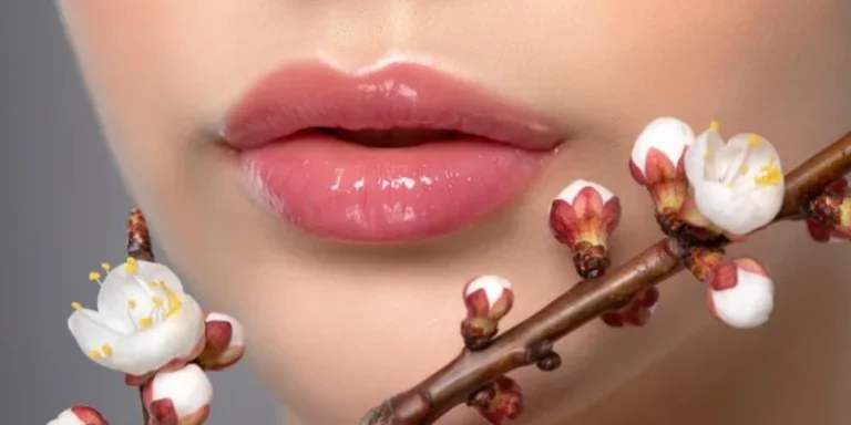 Young girl with beautiful nude make-up and plump lips