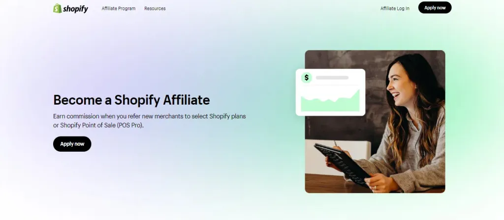 A screenshot of Shopify’s affiliate program