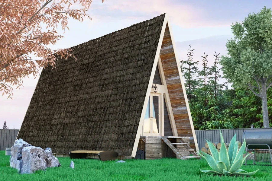 A tiny A-frame home in natural surroundings