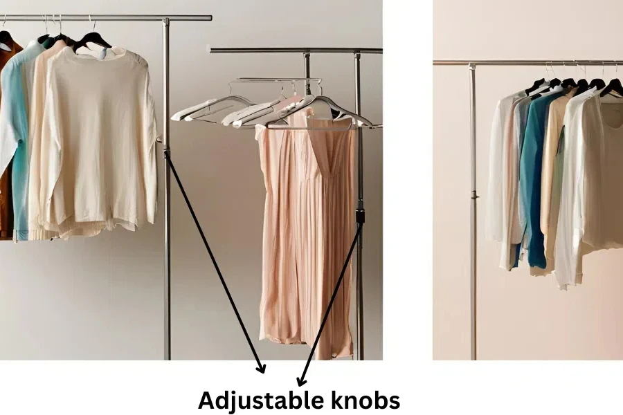 Adjustable clothing racks to hang clothes with different lengths