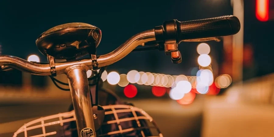 bicycle, night, bokeh