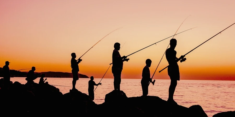 fishing, sunset, fishermen