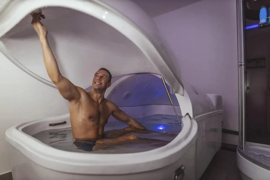 Sportsman unwinding in a hyperbaric oxygen chamber