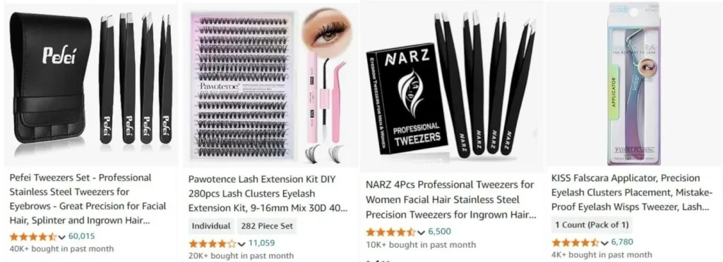 the eyelash tweezers