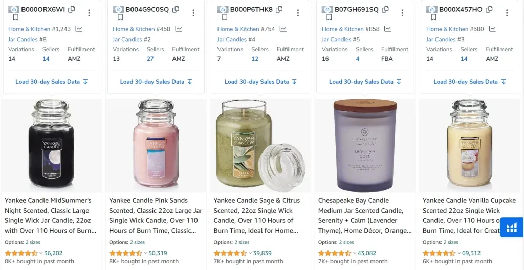 top-selling jar candles