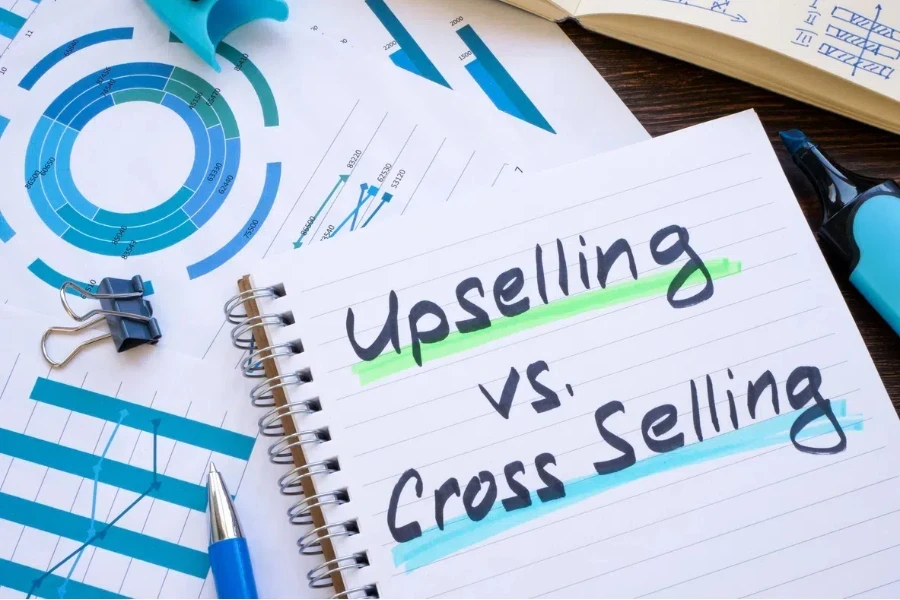 Upselling and cross-selling on a notepad