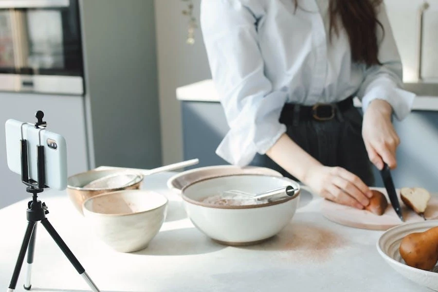 A chef showcasing a recipe for her audience