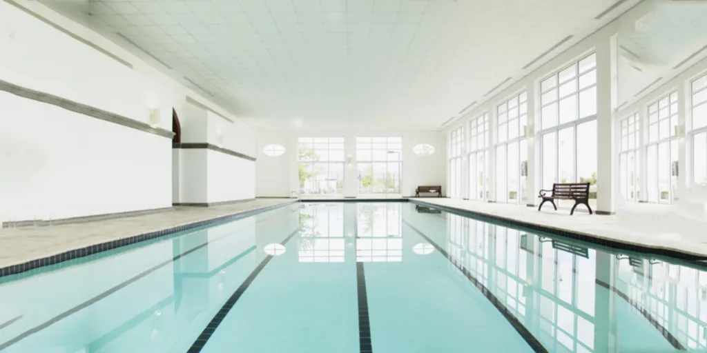 A closeup of indoor swimming pool