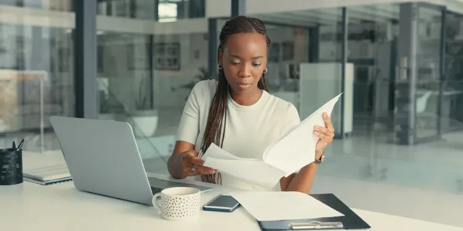 A lady in her office