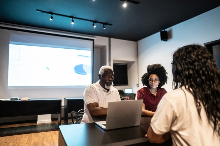 A nonprofit staff having a meeting