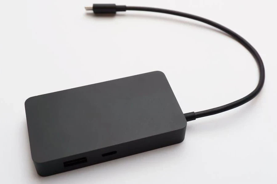 A portable HDD in a black enclosure