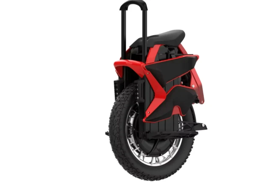 A red & black King Song S22 Pro unicycle