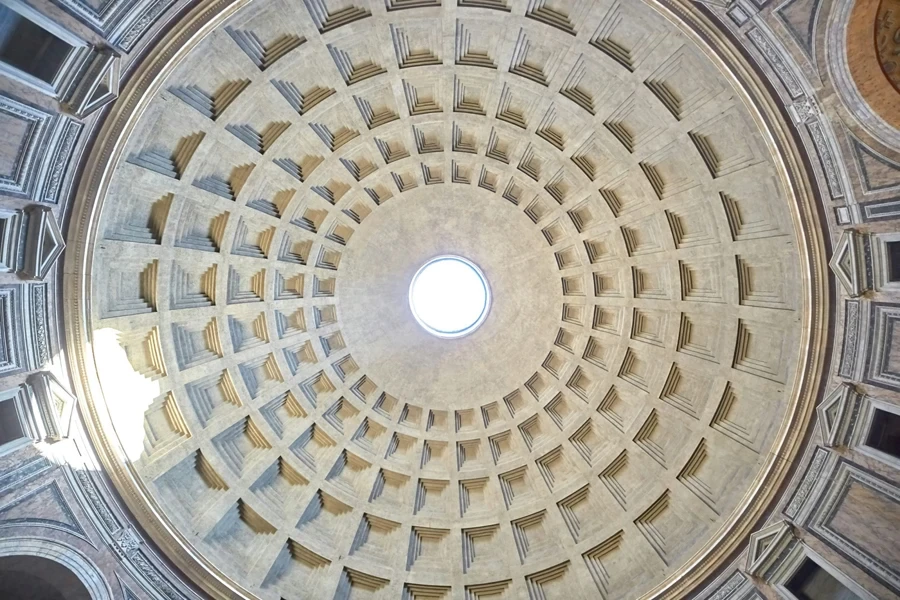 Ancient coffered ceilings in Rome, Italy