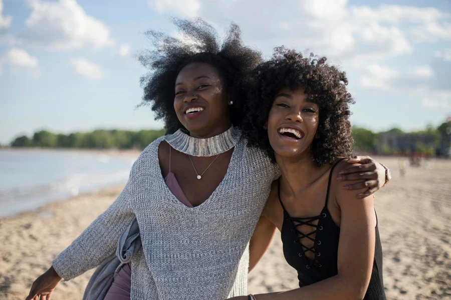 Best friends in summer on the beach girls