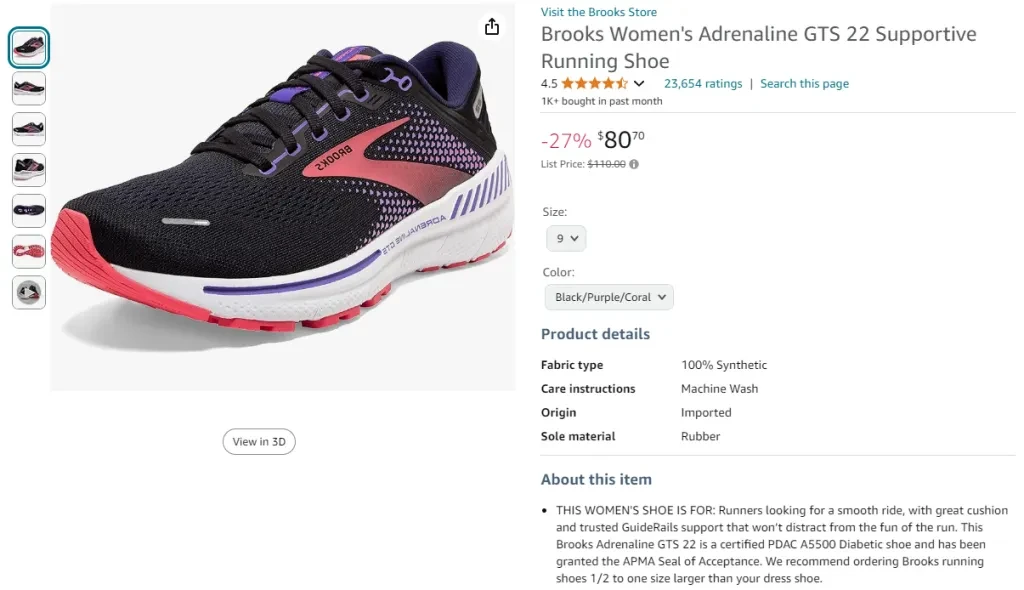 Chaussures de course à pied Brooks Adrenaline GTS 22 pour femmes