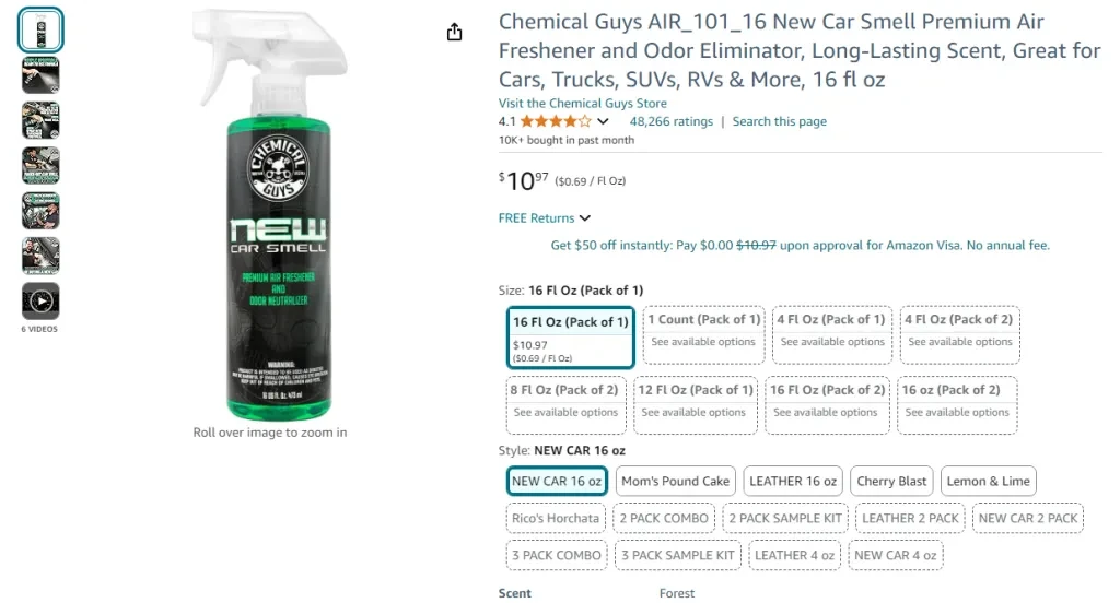 Chemical Guys AIR_101_16 New Car Smell Premium Air Freshener