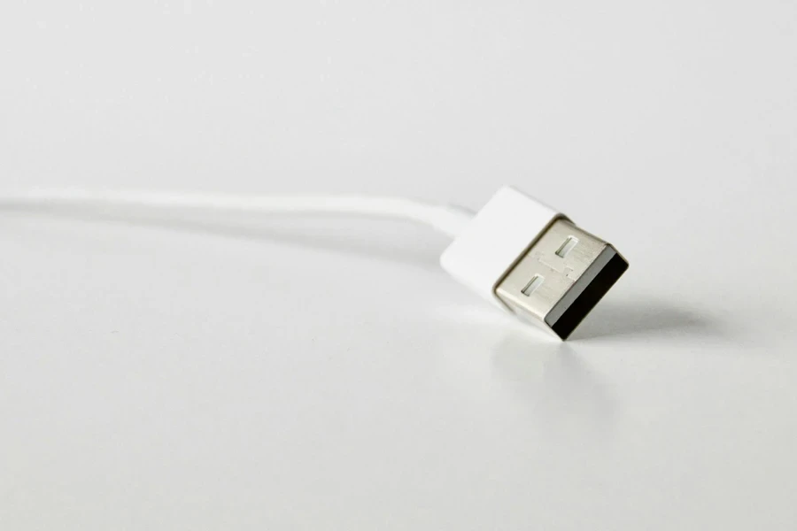 Close-Up Photo of White Usb Cable