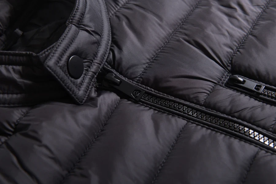 Closeup of a black zipper jacket