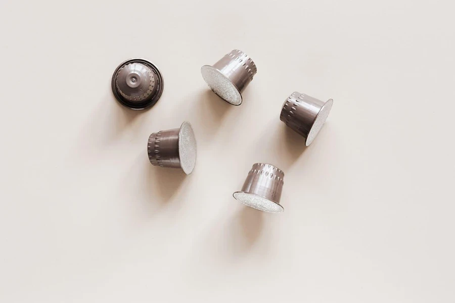 Coffee capsules are typically made from aluminum or plastic