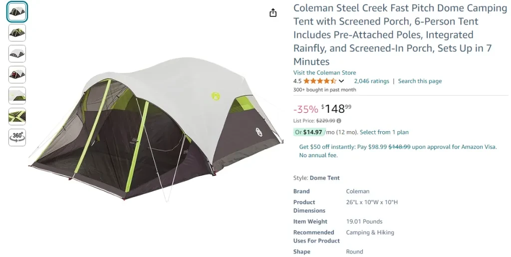 Coleman Steel Creek Fast Pitch Dome Camping Tent