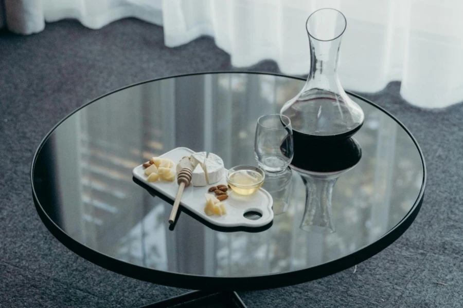 Crystal decanter on a table