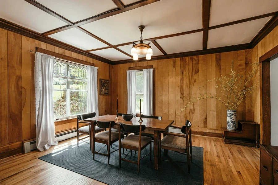 Dining room rug with a protective coating