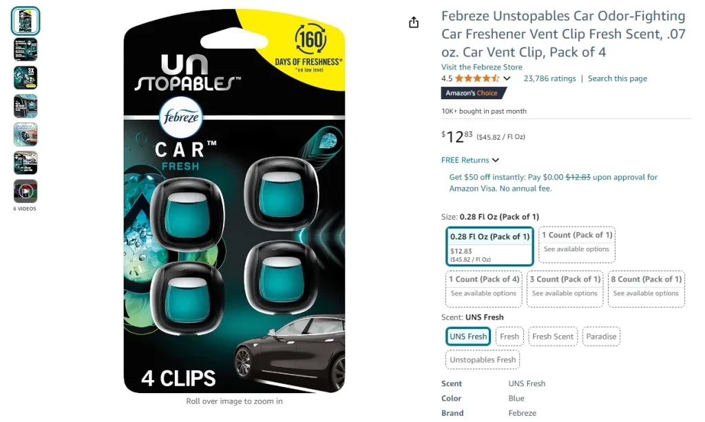 Febreze Unstopables Car Odor-Fighting Car Freshener