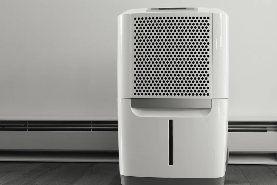 Front view of an indoor dehumidifier