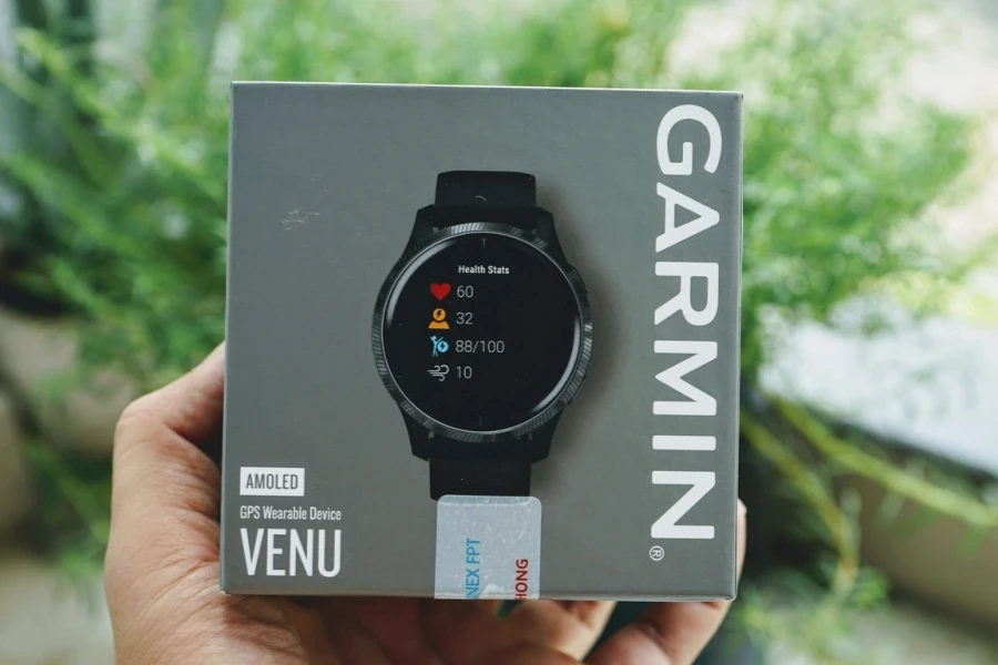 Garmin smartwatch in a box