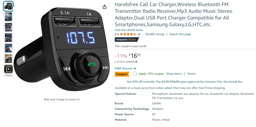 Handsfree Call Car Charger Bluetooth FM Transmitter