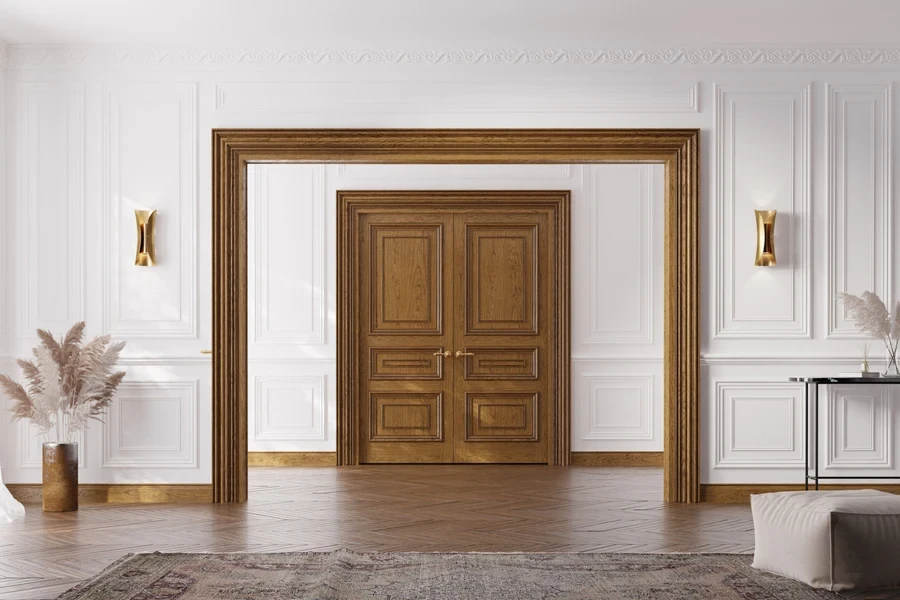 Interior with French-style boiserie wainscoting