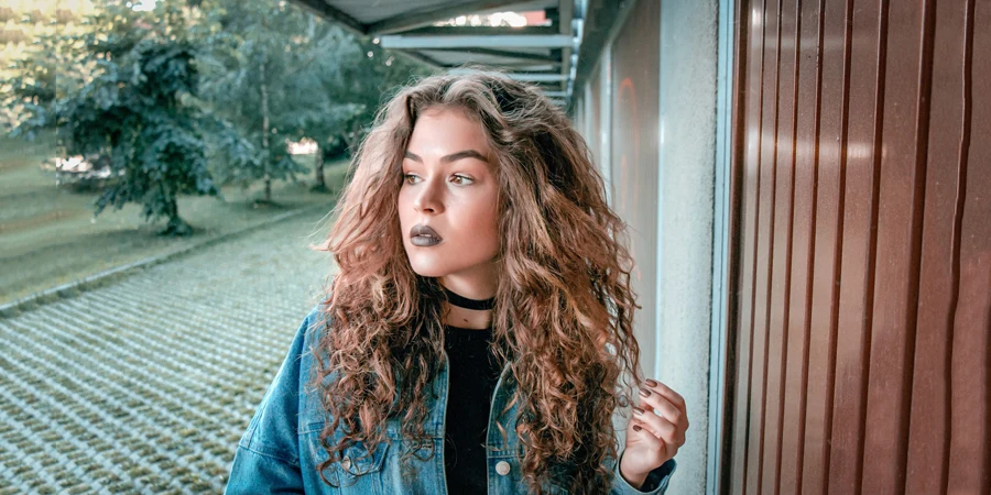 Long Curly Hair And Dark Lipstick