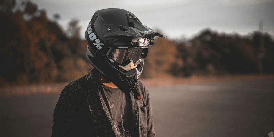 Man wearing helmet