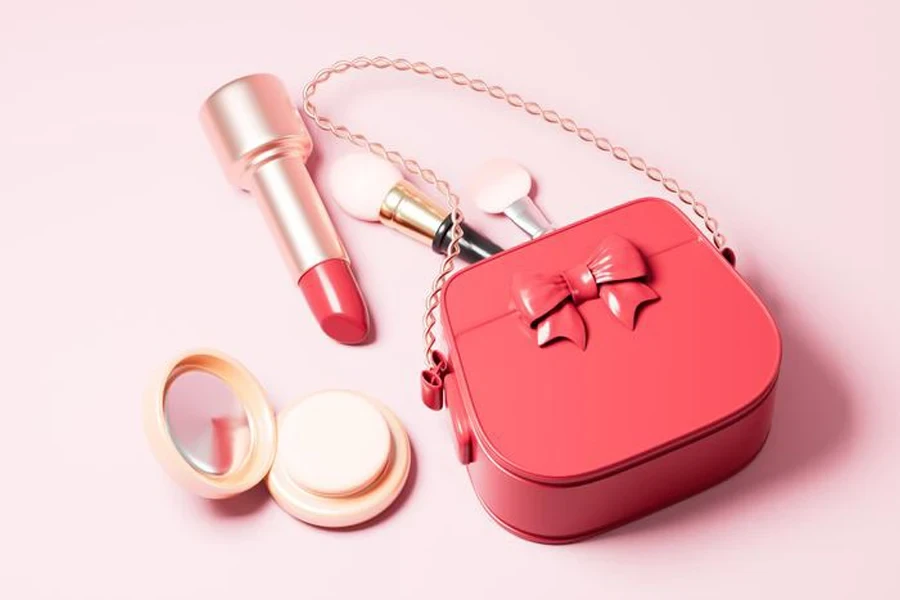 Matching cosmetics and handbag