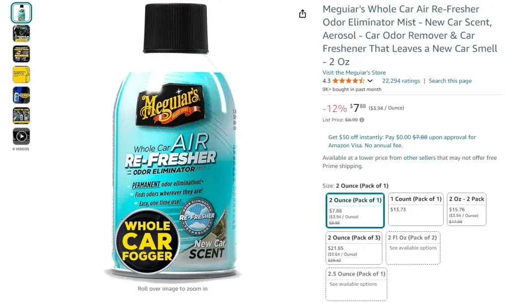 Meguiar's Whole Car Air Re-Fresher Odor Eliminator