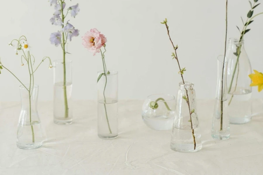 Photo of Flowers in Clear Glass Vase